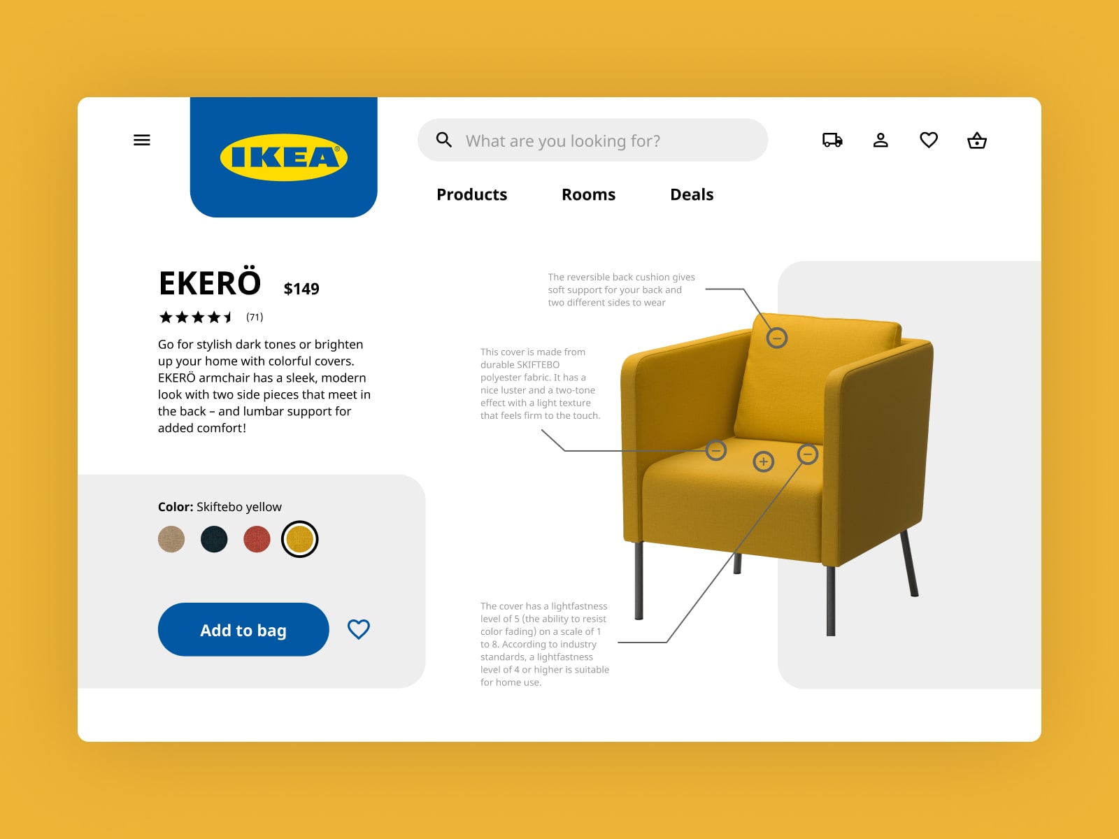 Web mockup of a redesigned Ikea website