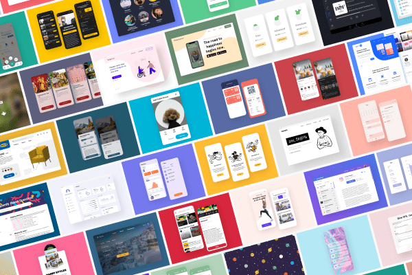Collage of different UI designs I created for 100 Days of UI