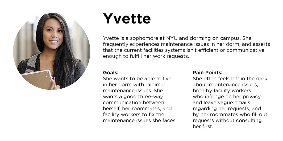Persona of NYU student named Yvette