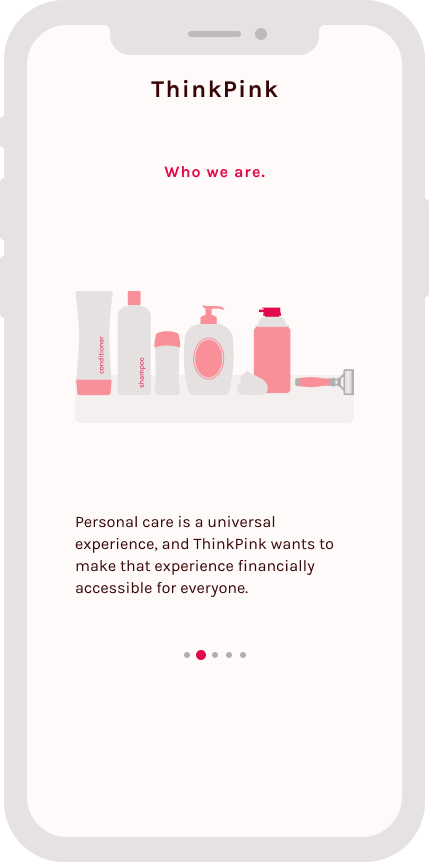 Step two of onboarding that introduces ThinkPink