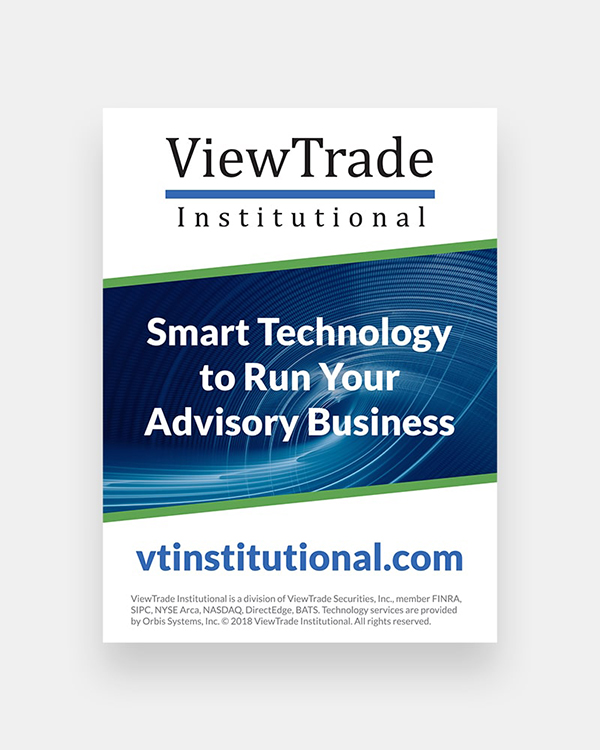 Mockup of ViewTrade Institutional advertisement